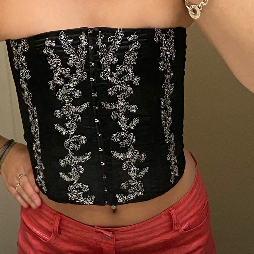 Black sequence corset top